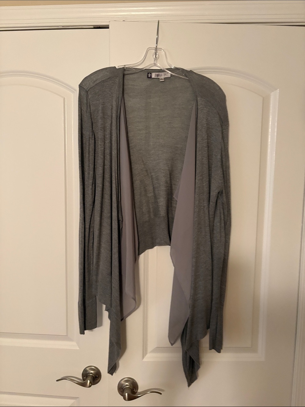 Jennifer Lopez Light Grey Draped Open-Front Cardigan